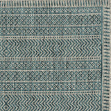 5'X7' Teal Machine Woven Uv Treated Tribal Indoor Outdoor Area Rug