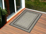 3'X4' Grey Machine Woven Uv Treated Bordered Indoor Outdoor Accent Rug