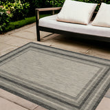 8'X11' Grey Machine Woven Uv Treated Bordered Indoor Outdoor Area Rug