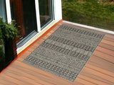 3'X4' Charcoal Machine Woven Uv Treated Tribal Indoor Outdoor Accent Rug