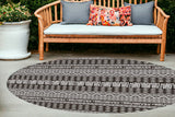 8' Charcoal Machine Woven Uv Treated Scandinavian Indoor Outdoor Round Area Rug