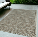 5'X7' Mocha Machine Woven Uv Treated Tribal Indoor Outdoor Area Rug