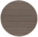 8' Round Mocha Geometric Pattern Indoor Outdoor Area Rug