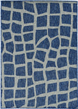 3'X4' Blue Grey Machine Woven Uv Treated Abstract Indoor Outdoor Accent Rug