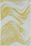 8' X 11' Ivory Or Gold Abstract Brushstrokes Indoor Area Rug