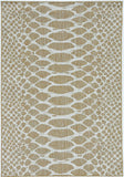 3'X4' Ivory Machine Woven Uv Treated Snake Print Indoor Outdoor Accent Rug