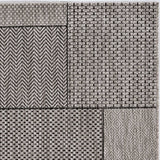 3'X4' Grey Machine Woven Uv Treated Geometric Blocks Indoor Outdoor Accent Rug