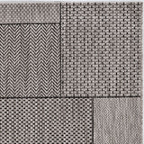 3'X5' Grey Machine Woven Uv Treated Geometric Blocks Indoor Outdoor Area Rug