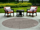 8' Grey Machine Woven Uv Treated Geometric Indoor Outdoor Round Area Rug