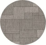 8' Grey Machine Woven Uv Treated Geometric Indoor Outdoor Round Area Rug