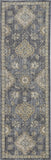 8'X11' Slate Grey Machine Woven Bordered Floral Vines Indoor Area Rug