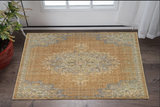 3'X5' Coffee Brown Machine Woven Floral Medallion Indoor Area Rug