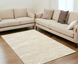 5'X7' Ivory Hand Tufted Abstract Indoor Area Rug