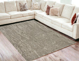 5' X 7' Sand Plain Wool Indoor Area Rug With Viscose Highlights