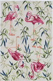 2'X4' Ivory Pink Hand Hooked Flamingo Indoor Accent Rug