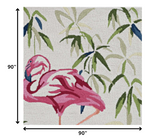 8' Ivory Pink Hand Hooked Flamingo Round Indoor Area Rug