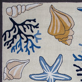 8' Ivory Hand Hooked Sea Corals And Shells Indoor Runner Rug