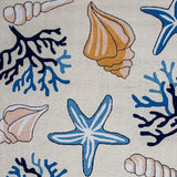 8' Ivory Hand Hooked Sea Corals And Shells Indoor Runner Rug