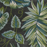 8'X11' Grey Teal Machine Woven Oversized Tropical Leaves Indoor Area Rug