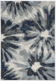 5'X8' Ivory Blue Machine Woven Floral Indoor Area Rug