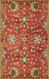 7' Sienna Orange Hand Tufted Wool Traditional Floral Indoor Runner Rug