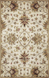 9' X 13' Beige Blue and Ivory Wool Floral Vines Hand Tufted Area Rug