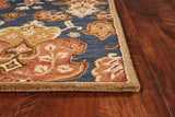 8'X11' Navy Blue Hand Tufted Traditional Floral Indoor Area Rug