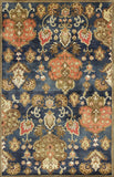 9'X13' Navy Blue Hand Tufted Floral Indoor Area Rug