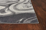 5'X8' Grey Black Machine Woven Marble Indoor Area Rug