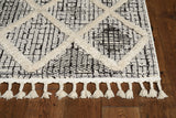 5' X 8' Charcoal Geometric Diamond Indoor Area Rug With Fringe