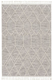 5'X8' Ivory Grey Machine Woven Abstract With Fringe Indoor Area Rug