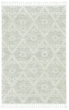 5' X 8' Ivory Or Beige Geometric Diamond Indoor Area Rug With Fringe