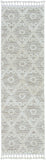 5' X 8' Ivory Or Beige Geometric Diamond Indoor Area Rug With Fringe