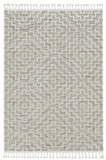 3' X 5' Ivory Grey Zigzag Diamonds Area Rug With Fringe