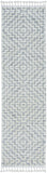 5'X8' Ivory Grey Machine Woven Geometric With Fringe Indoor Area Rug