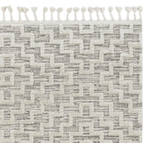 8'X11' Ivory Grey Machine Woven Diamond Geometric Indoor Area Rug