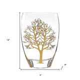 12 Mouth Blown Gold Tree Of Life Vase