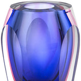 8" Clear and Blue Crystal Table Vase