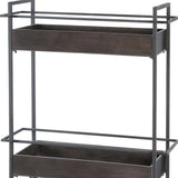 Rectangular Gray Metal With Two-Tier Shelves Bar Cart