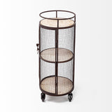 Cylindrical Matte Black Metal Bar Cart