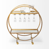 Showstopper Circular Rolling Gold Bar Cart