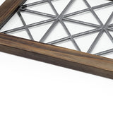 Brown Wood With Geometrically Metal Frame And Glass Bottom Tray