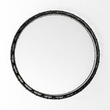 20" Matte Black Metal Half Circles And Mirrored Glass Round Tray