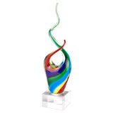 11 Multicolor Art Glass Abstract Centerpiece On Crystal Base