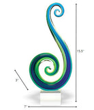 14 Mouth Blown Art Glass Blue And Green Centerpiece On Base