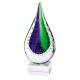 11 Mouth Blown Teardrop Centerpiece On Crystal Base