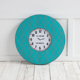 4" Circle Teal Blue Wood Analog Wall Clock