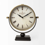 Gold Metal Half-Moon Base Desk Table Clock