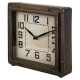 Square Bronze Toned Metal Desk Table Clock With Traditional Black Numbers And Hands