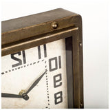 Square Bronze Toned Metal Desk Table Clock With Traditional Black Numbers And Hands